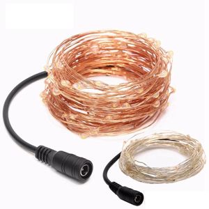 Edison 2011 10M 100LEDs DC Connector LED Sliver Copper Wire String Fairy Light Home Factory Office Decorative Lamp