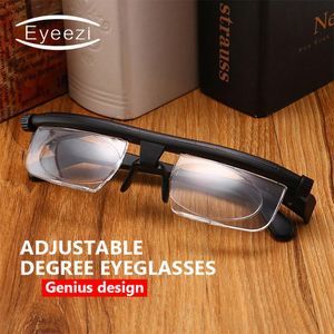 Okulary przeciwsłoneczne Eyeezi Double Vision regulowane okulary do czytania uniwersalna korekcja ogniskowej okulary dla osób z krótkowzrocznością i starczowzrocznością-6d do + 3D