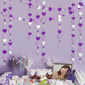 Feest decoratie ft lavendel paars wit papier liefde hart garlands muur opknoping banner decoraties voor bruiloft zoete verjaardag bruids show