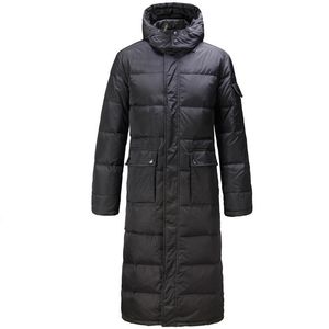 Мужские Parkas с капюшоном Дополнительные длинные 90% утки пальто мужчины повседневные черные турнирные куртки мужские толстые пальто мода пуховая куртка JK-784