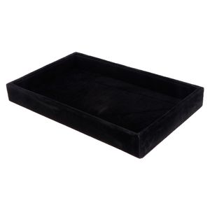 2 Pcs Velvet Stackable Jewelry Tray Showcase Display Organizer Black