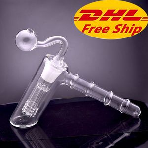 Glas Hammer Rökpipor 18.8mm Joint Glass Oljebrännare Bong 6 Arm Perc Recycler Rökning Vattenrör med glasoljebrännare Rör DHL Gratis