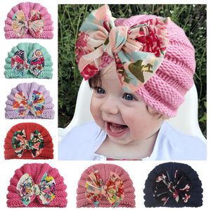 Novos chapéus de bebê de inverno para meninas elástico de malha de malha Beanie Beanie Kids Hats Caps Recém-nascidos Chapéu Infantil Turban Cap Acessórios