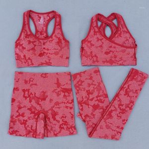 Yoga Outfit Adapt Camo Seamless Set Women Gym Clothing Fitness Sportswear Workout Sports Bra High Waist Leggings Shorts Suit