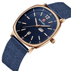 Sichu1-Reward Men's Watch Business Square Square Prouoving Date週2倍カレンダーQuartz Machine