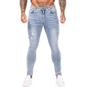 Skinny Jeans Mężczyźni Slim Fit Ripped Mens Dżinsy Duży i wysoki Stretch Blue Men Dżinsy dla mężczyzn Zakłopotany elastyczna talia ZM153