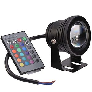 2021 Aluminum Adjustable RGB LED Underwater Light 10W 12V Aquarium Fountain Pool Light IP68 Waterproof With Remote Controller