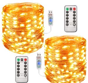 2021 new 10M 33FT 100led USB Led Copper Wire String Lights Fairy Lights Waterproof for Christmas Festival Wedding Party Garland Decoration