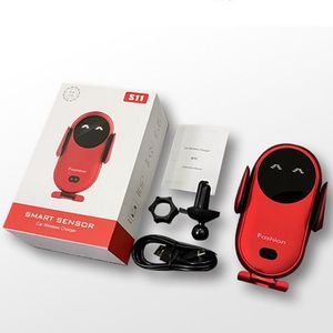 S11 Smart Infrarot Sensor Drahtlose Ladegerät Automatische Auto Handy Halter Basis Ladegeräte mit Saugnapf Halterung für iPhone12 11 XR Samsung S9 S8 S7 Ect.