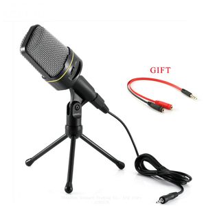 SF-920 Computer Microphone Pofessional 3.5mm Wired Handheld Microphone With Stand For Phone Recording Pc Chat MSN Skype