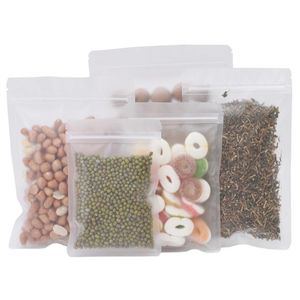 Frosted Zipper Plastic Bag Reusable Self Seal Pouch Flat Bottom Food Storage Package Bags for Snack Tea