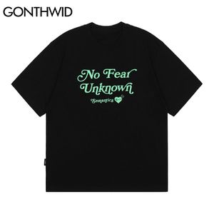 Magliette Camicie Graffiti No Fear Stampa T-shirt in cotone a maniche corte Streetwear Uomo Estate Harajuku Hip Hop Casual Top allentati 210602