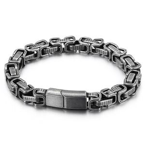 Charm Bracelets Vintage Black 8mm 8.66 Inch Stainless Steel Byzantine King Chain Bracelet For Boy Mens Gifts
