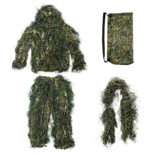 Wholesale jungle ghillie suit resale online - 3D Hunting Woodland Adjustable Size Ghillie Suit Shooting Sniper Green Clothes Adults Camo Jungle Multicam Clothing