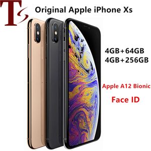 Renoverad olåst original iPhone XS -mobiltelefoner 5,8 tum med Face ID 4GB RAM 64/256 GB ROM -smartphones 12MP 1SIM -kort mobiltelefoner 5st