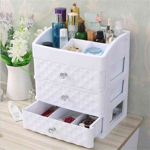 Plastikowa szuflada Kosmetyczna Kontener Makijaż Organizator Box Do Storage Makijaż Biżuteria Uchwyt Nail Home Desktop Sundry Case 210922