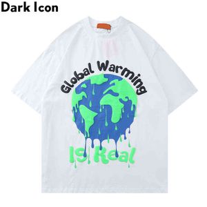 Global Ocieplenie męska Koszulka Krótki Rękaw O-Neck Lato Bawełniane Koszulki dla Man Streetwear Odzież 210603