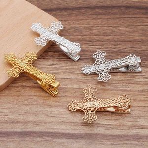 100pcs Color Plated Copper Cross Shape Necktie Clip Clasps Bars Pins Shirt Tie Clips Men's Husband Valentines Gifts