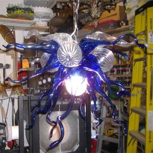 Modern Living Matsal Lampa Blå Klar LED Ljuskälla Handblåst Glas Ljuskrona Belysning Skräddarsy 28 med 16 tum