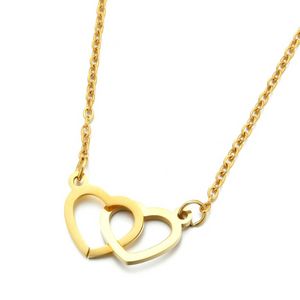 Colar de pingente de pingente de cora￧￣o de a￧o inoxid￡vel colar de ouro prateado colares de ouro para mulheres j￳ias de moda e areia