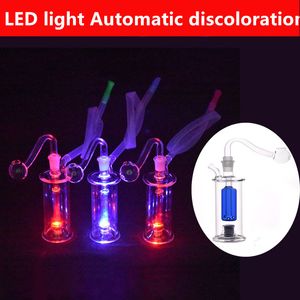 Glasrauchwasserpfeifen Mini-Glasbongs Shisha mit LED-Licht Shisha Inline-Vogelkäfig-Perc mit männlichem Glasölbrennerrohr und -schlauch