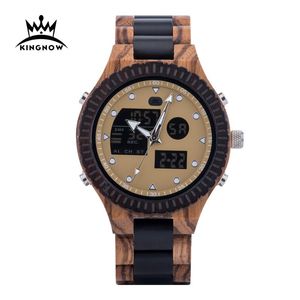 腕時計Kingnowメンズウォッチデジタル男性木製のための腕場番2021腕時計メンズ電子腕時計の木の時計