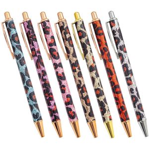 Leopardo Ballpoint Canetas Retrátil Tinta Preta de Metal Escrevendo PENS Médio Ponto 1MM Home Escola Escola Escola material KDJK2112