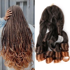 Onda solta sintética trança de cabelo alta temperatura crochê trança cabelo 22 Polegada cachos franceses para extensões de cabelo feminino ls04