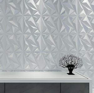 Art3D 50x50cm PVC painéis de parede 3d diamante para parede interior decoração em branco walles decor wallpapers pacote de 12 telhas