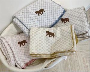 Luxuriöse Designer-Decken mit Pony-Karomuster für Neugeborene, hochwertige Baumwoll-Schaldecke, Größe 100 x 150 cm, warme Weihnachtsgeschenke
