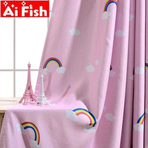 Cartton Janela Tratamentos Crianças Quarto Meninos Meninas Shade Curtain acabamento Arco-íris Impressão Cortina para sala de estar My079-3 210712