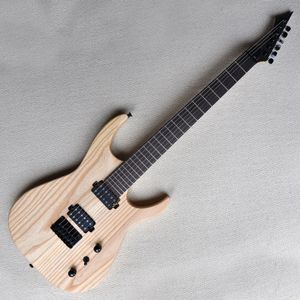 6 corde chitarra elettrica con hardware nero, corpo di cenere, tastiera in palissandro