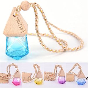 Empty Glass Perfume Essential Oil Bottle Mini Portable Refillable Perfumes Bottles Car Hanging Ornaments with Wooden Caps