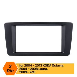 Siyah 2Din 173 * 98mm Araba Radyo Fasya Çerçeve Dashboard Trim Montaj Kiti 2007 Skoda Octavia Laura YETI Kurulum Seti