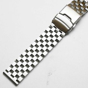 Faixa de faixa de relógio de aço inoxidável escovado 18mm / 20mm / 22mm / 24mm / 26mm Pulseira de substituição de metal homens mulheres preta / prata pulseira H0915