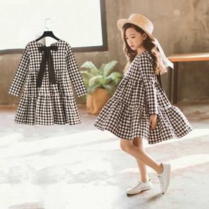 2020 Mädchen Kleider Teenager Mädchen Kleid Prinzessin Plaid Für Kinder Kleider Lange Ärmel Vestidos Teenager Mädchen Kleidung 9 10 12 13 jahre Q0716