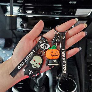Halloween Cartoon Dyczy Ghost Brelok Dla Kobiet Mężczyzna Cute Key Chain Pierścień Torba Wisiorek Samochód Wiszący Biżuteria Prezenty Akcesoria H0915