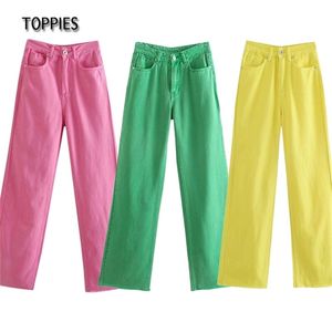 Toppies Kvinna Jeans High Waist Denim Pants Överlängd Rak Byxor Kvinna Streetwear Korean Fashion Pantalones de Mujer 210708
