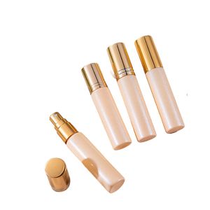 10ml Empty Pearl Gold Spray Atomizer Perfume Vials 50pieces Golden Line Lid Glass Steel Bead Roller Refillable Roll on Bottle