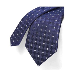 Cravatta scozzese di lusso da 8 cm per uomo, designer di marca, abito da sposa, moda, abito da sera, in poliestere, blu navy, con confezione regalo