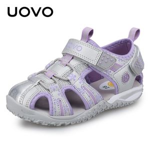 UVO Ny Ankomst Sommarstrand Sandaler Barn Stängt Toe Toddler Sandaler Barn Mode Designer Skor För Flickor # 24-38 210226