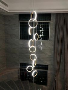 Chandeliers Nordic Minimalist Chandelier Bar Duplex Villa Staircase Model House Ring Led Art Living Room Light