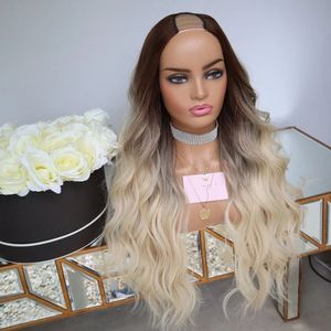 4/613 Ombre Blonde Platin Körper Welle U Teil Perücke Farbige Ombred Menschliches Haar Uns Teile Perücken Volle Maschine Perücken für Frauen