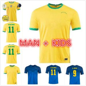 Man Kids Kit 20 21 Brazylia Richarlison G.jesus piłka nożna Camiseta Copa America 2021 2022 Coutinho Firmino Marquinhos Casemiro Brasil Football Shirt