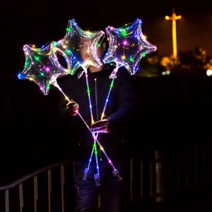 Garip Yeni LED Yıldız Dalga Balon Aydınlatma Şeffaf Aydınlık Unicorn Yıldızlar Kalp Şeklinde Işık Hediye Çocuk Oyuncak Doğum Günü Partisi Düğün Gelin Lambası
