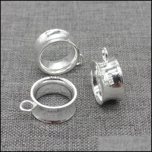 Andra lösa pärlor juvelry andra 4st av 925 Sterling Sier Plain Large Hole Bail Charm Pärla för armband Spacer Drop Delivery 2021 GYGSX