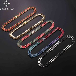 Hip Hop Multicolored Neon Smycken Set Man's Rainbow Enamel Choker Initial Halsband Kvinnor Miami Cuban Link Chain Armband