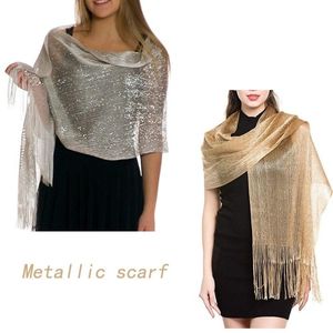 Ladies Elegant Evening Dress Shawl Silk Tassel Party Wedding Prom Temperament Accessories Scarf Gold Silver Shawl