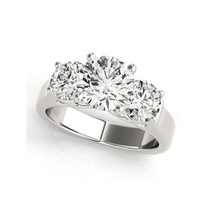 Lesf Trzy kamienie 925 Sterling Silver Wedding Engagement Pierścionek dla kobiet Finger Band Biżuteria