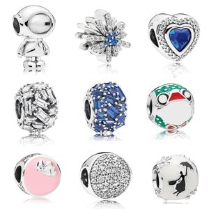 Memnon biżuteria 925 Sterling olśniewający fajerwerki urok Kiselled elegancja z niebieskimi urokami Pave Sphere Koraliki Santa Bead z Emalia Fit Pandora Styl Bransoletki DIY